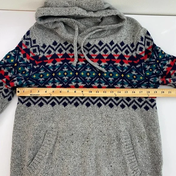 American Eagle Womens Fair Isle Hoodie Sweater Seriously Soft Size Medium - Picture 8 of 9